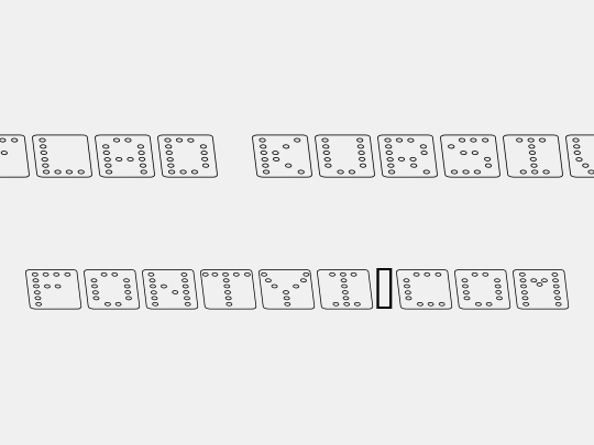 Domino flad kursiv omrids