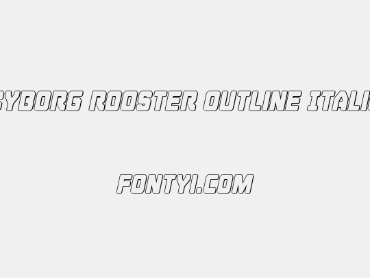Cyborg Rooster Outline Italic