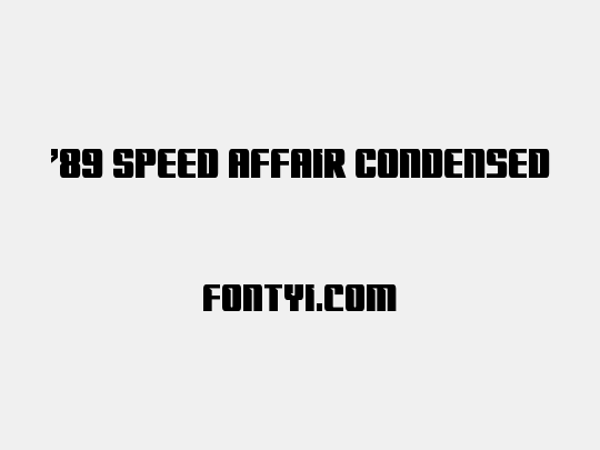 '89 Speed Affair Condensed