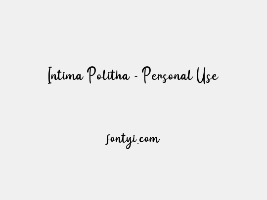 Intima Politha - Personal Use