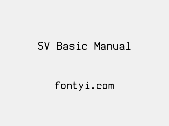 SV Basic Manual