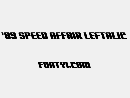'89 Speed Affair Leftalic