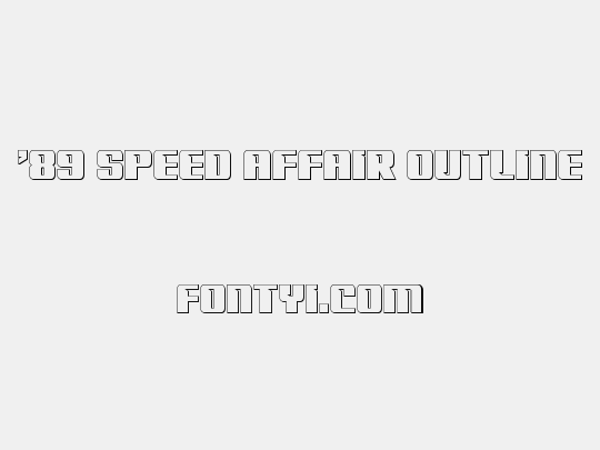 '89 Speed Affair Outline