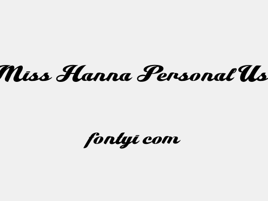 Miss Hanna Personal Use