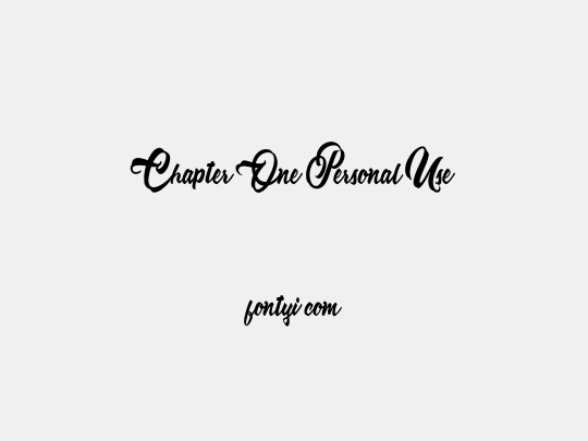 Chapter One Personal Use