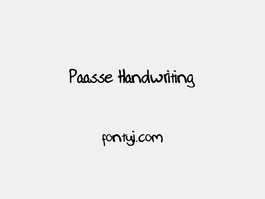 Paasse Handwriting