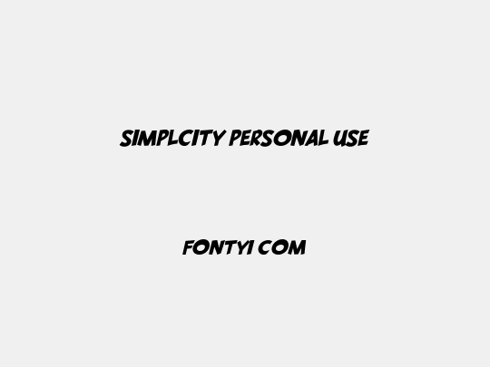 SIMPLCITY PERSONAL USE