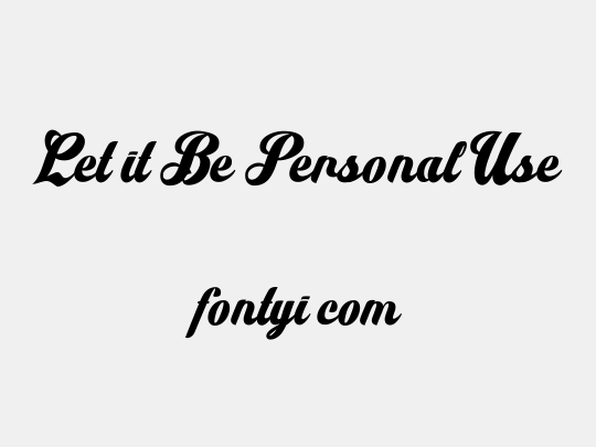 Let it Be Personal Use