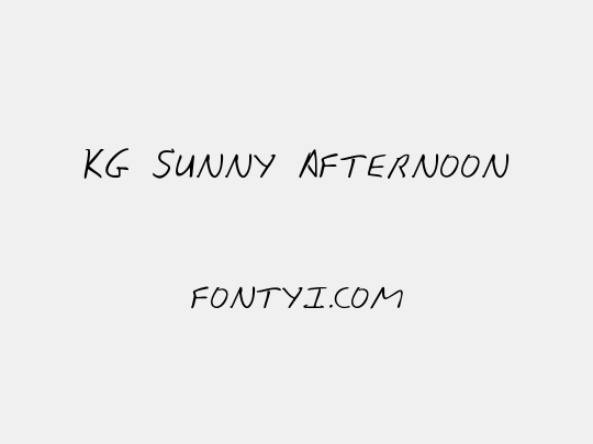 KG Sunny Afternoon