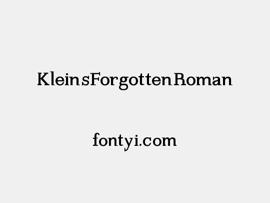 KleinsForgottenRoman